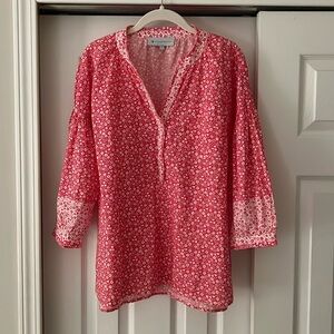 EUC Tuckernuck pink floral blouse
